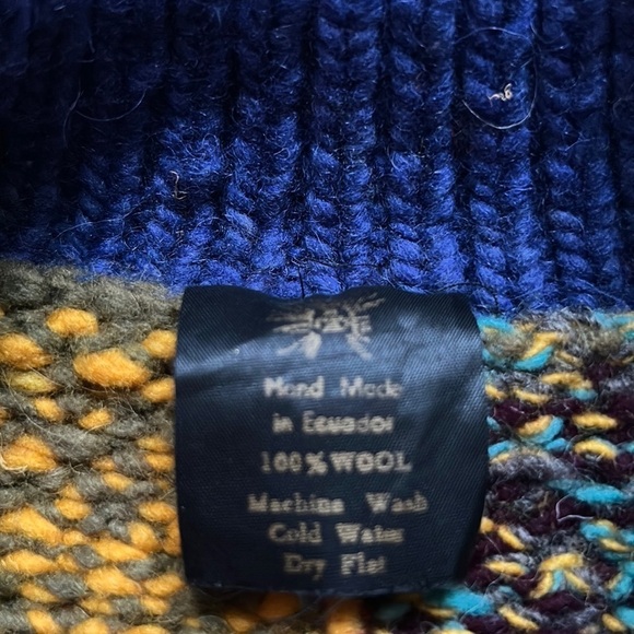 PATCHWORK HANDMADE 100% wool heavy cardigan M /L as is - Picture 8 of 13